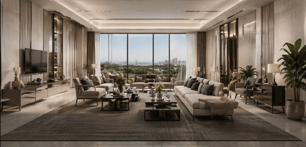 DLF Magnolias 2 floor plan luxury living room interior